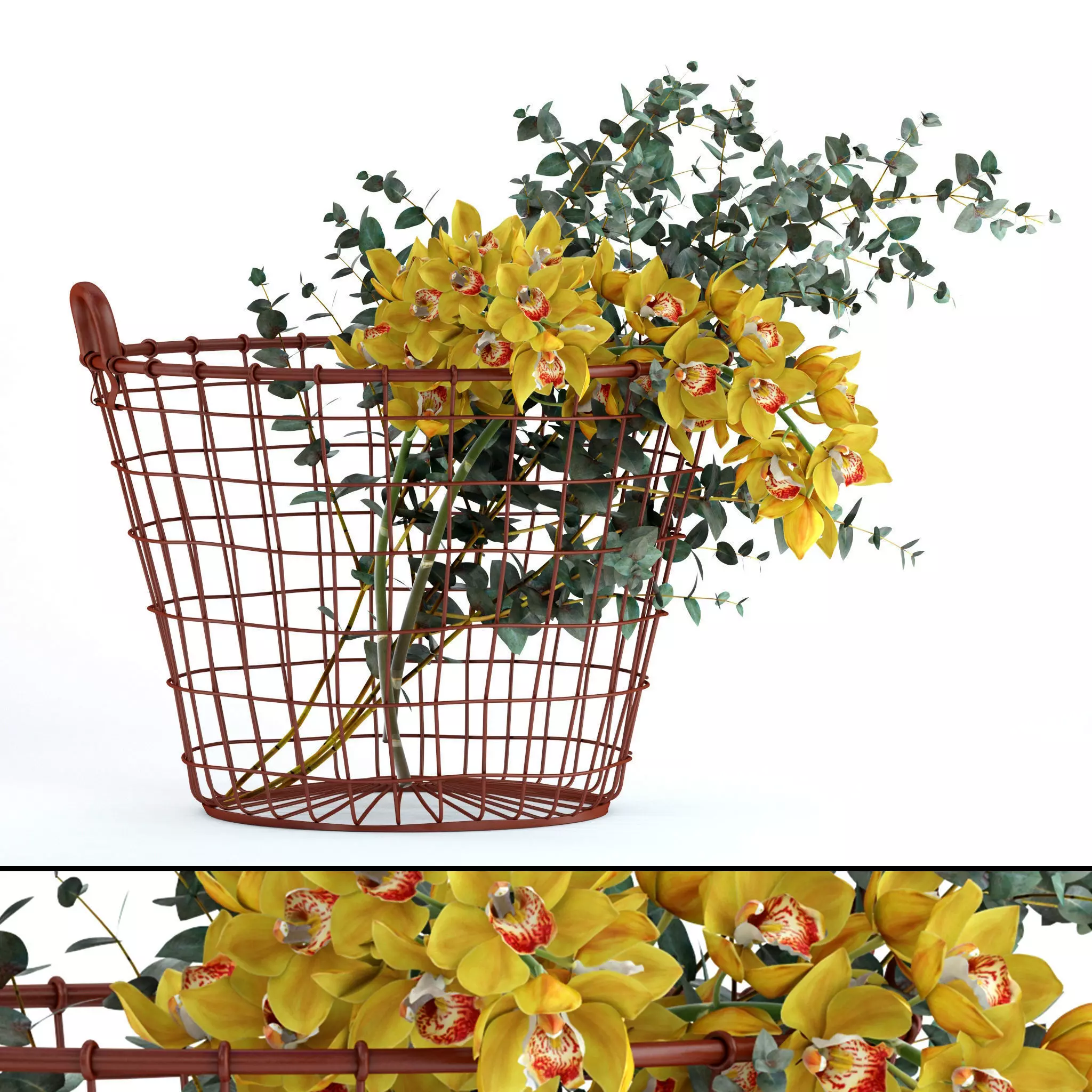 Plants in basket 3D model_0