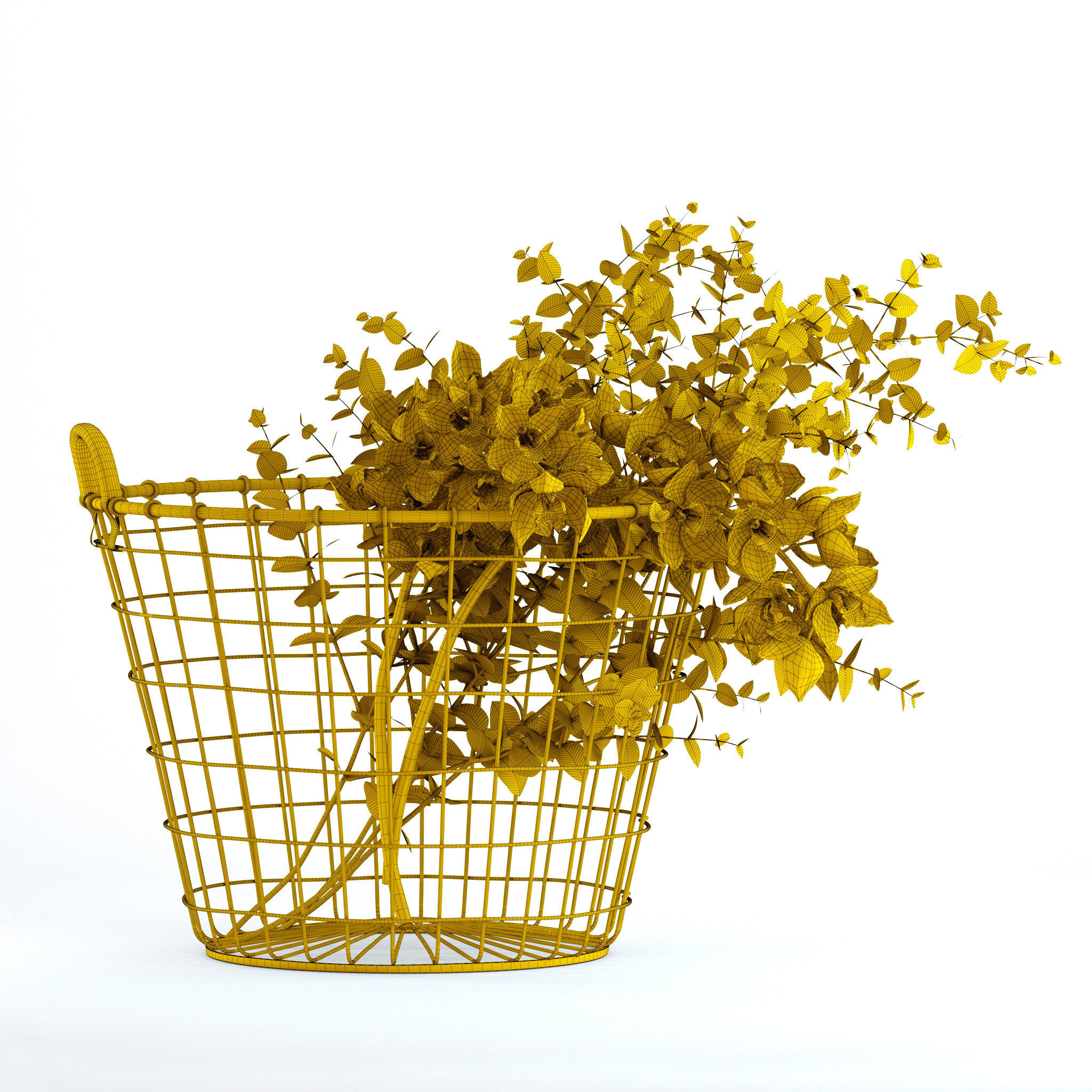 Plants in basket 3D model_11