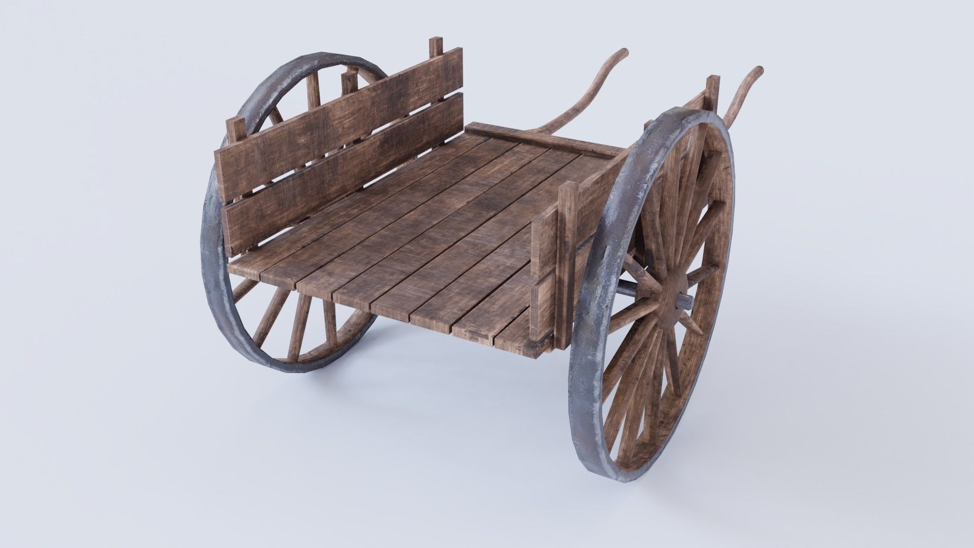 Dirty farm cart PBR Low-poly 3D model_2