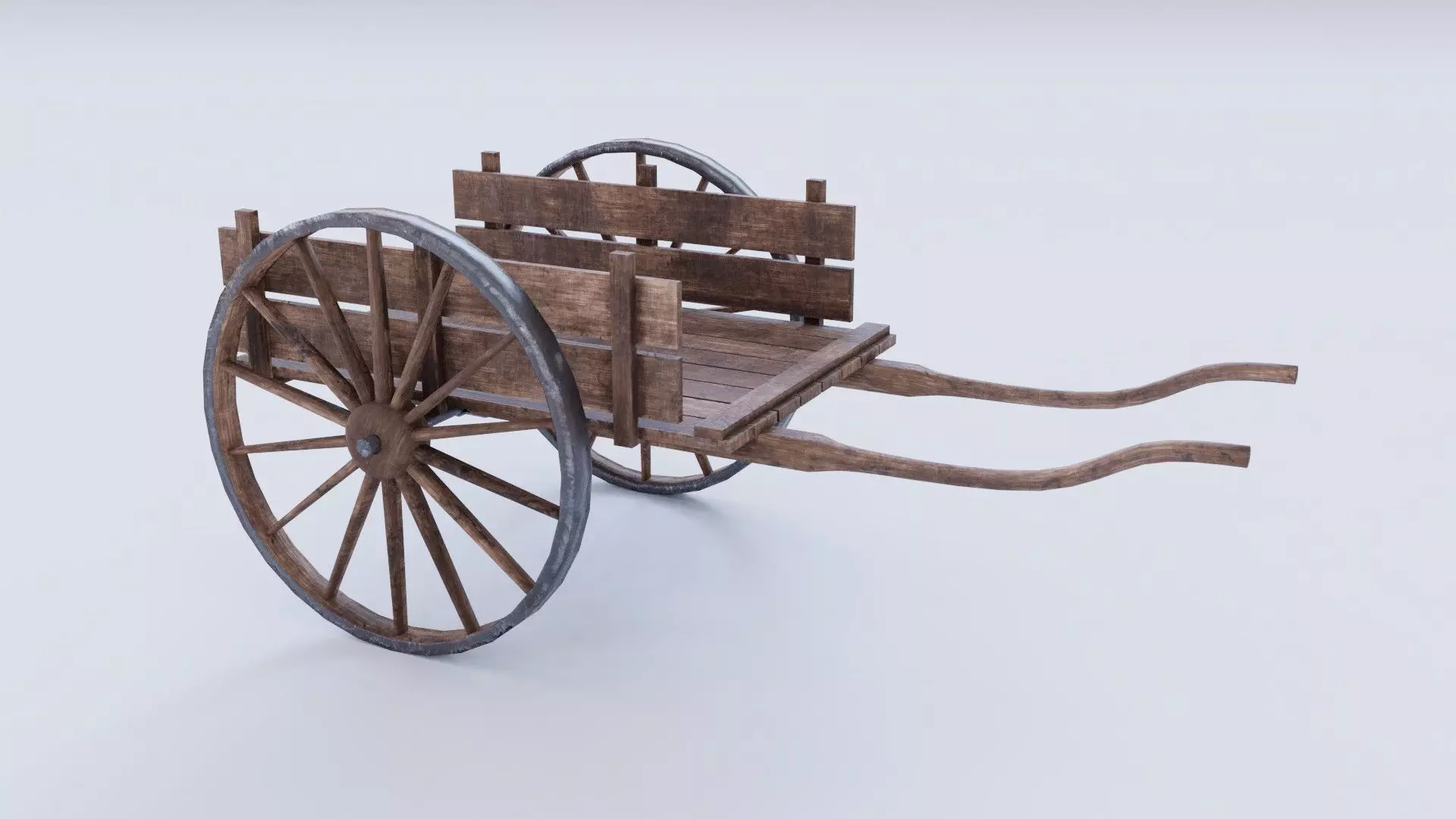 Dirty farm cart PBR Low-poly 3D model_0