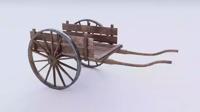 Dirty farm cart PBR Low-poly 3D model Dirty farm cart PBR Low-poly 3D model