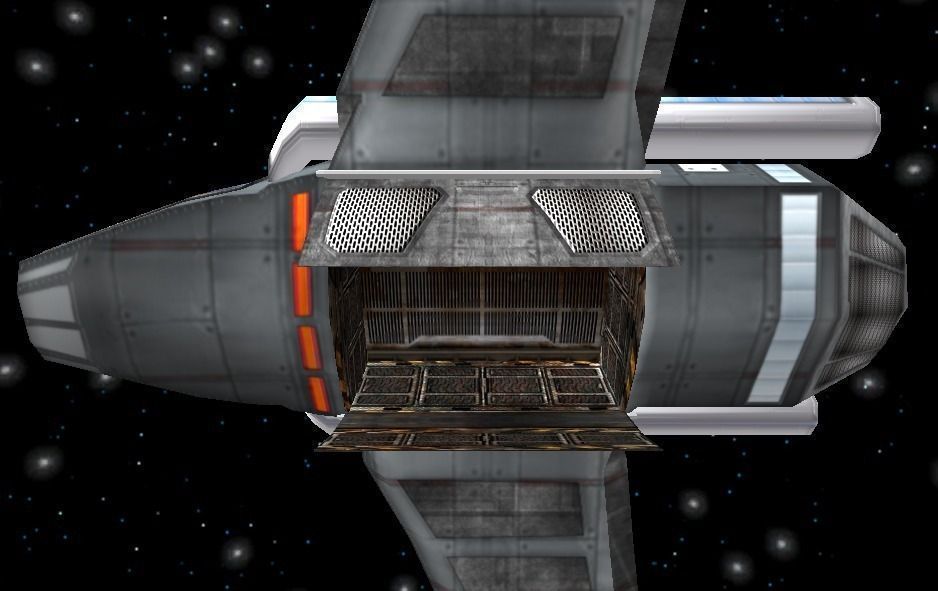 Sci-fi Space  Cargo Bomber Ship Free low-poly 3D model_3