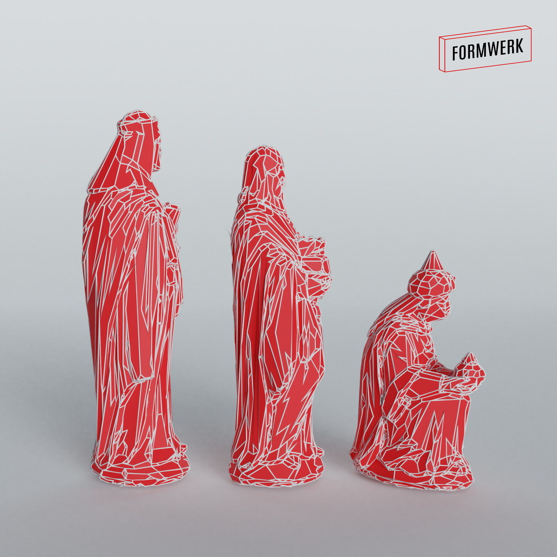 Three holy kings - Christmas Crib figurines Low-poly 3D model_9