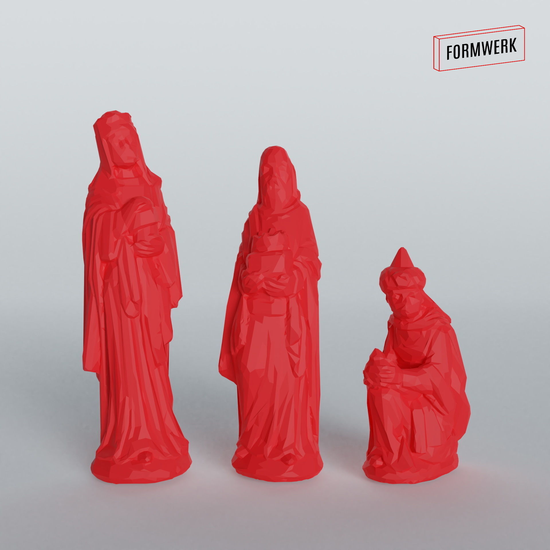 Three holy kings - Christmas Crib figurines Low-poly 3D model_3