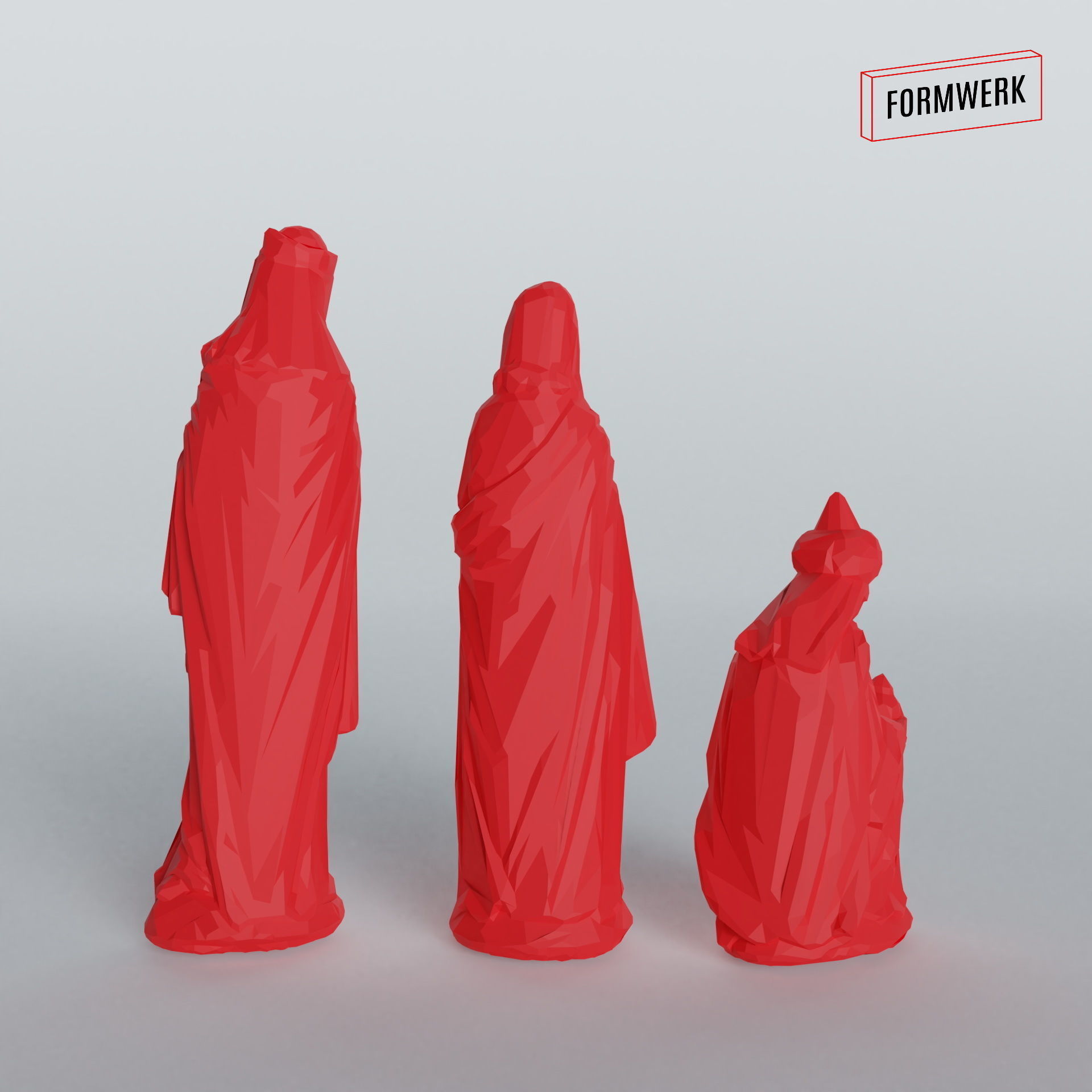 Three holy kings - Christmas Crib figurines Low-poly 3D model_5