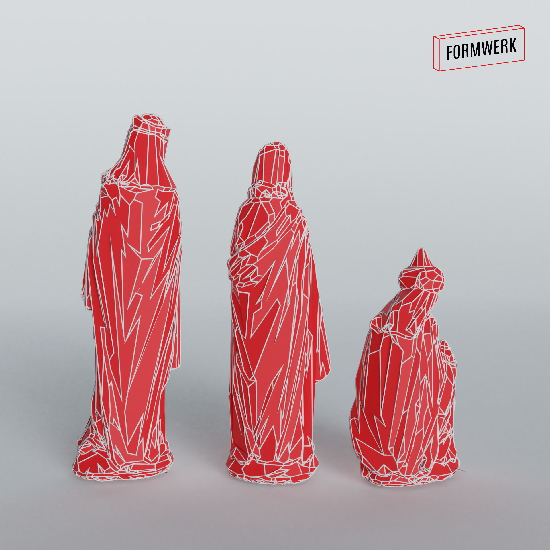 Three holy kings - Christmas Crib figurines Low-poly 3D model_10