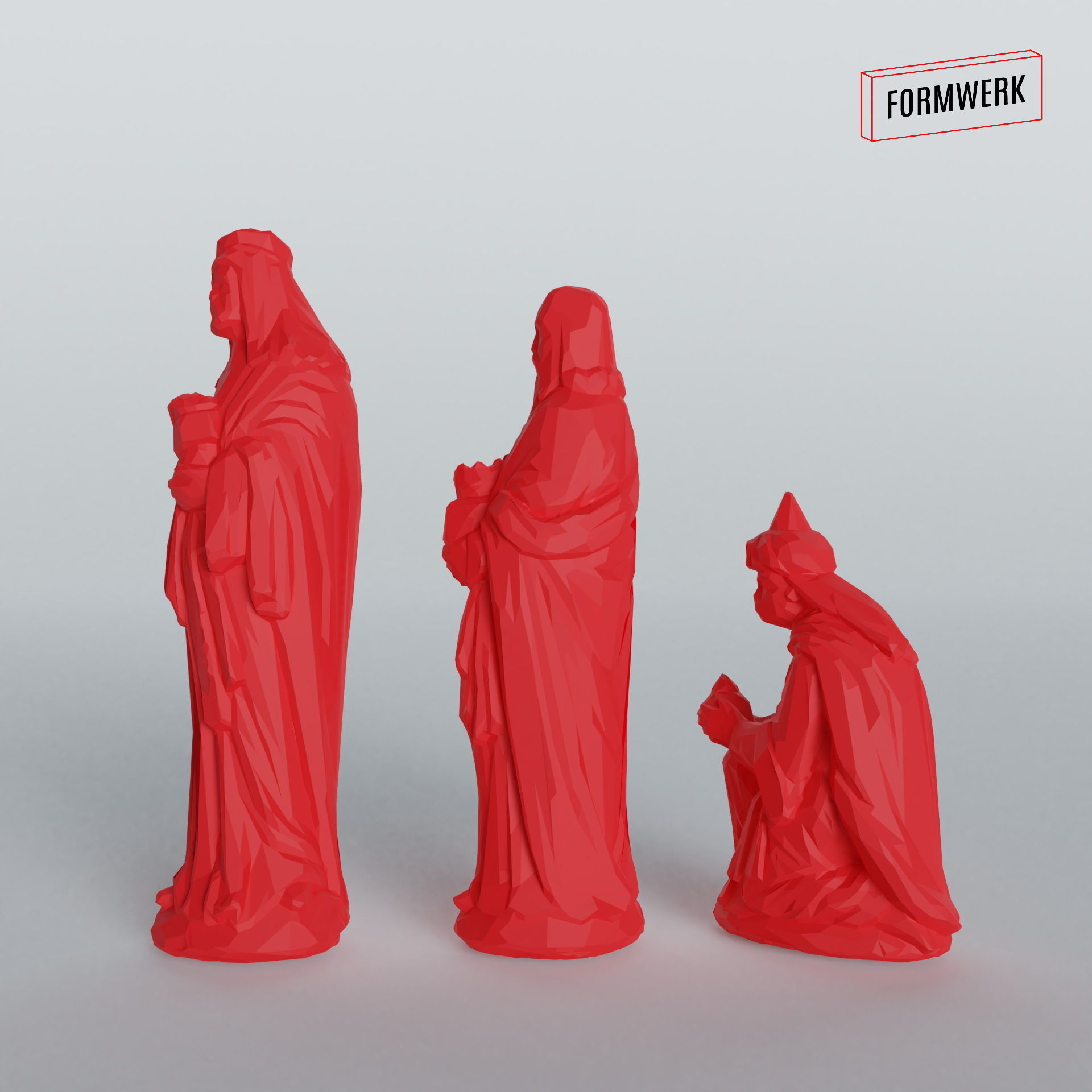 Three holy kings - Christmas Crib figurines Low-poly 3D model_6
