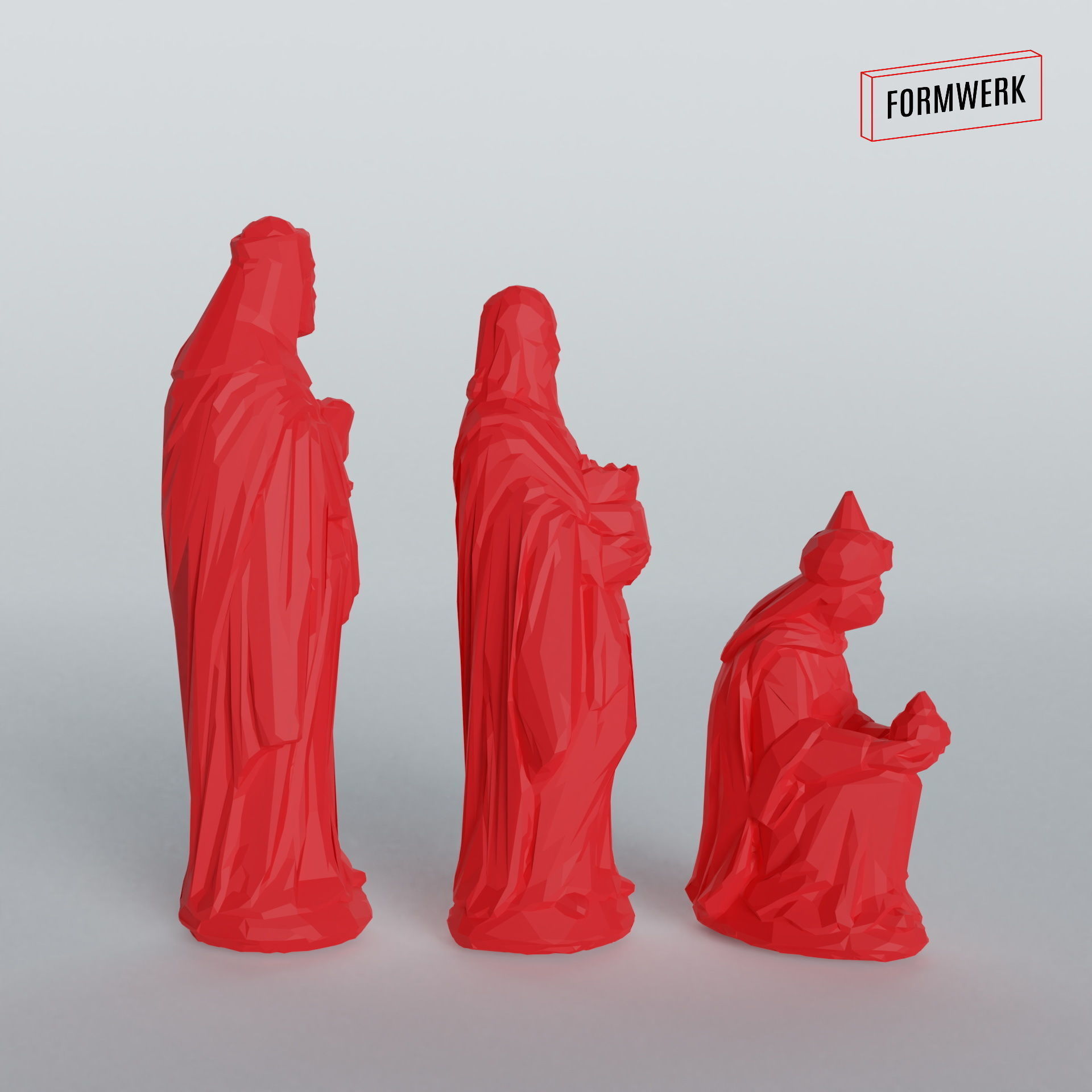 Three holy kings - Christmas Crib figurines Low-poly 3D model_4