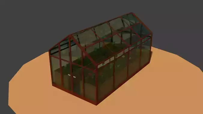 Low Poly Greenhouse 2 with glass roof