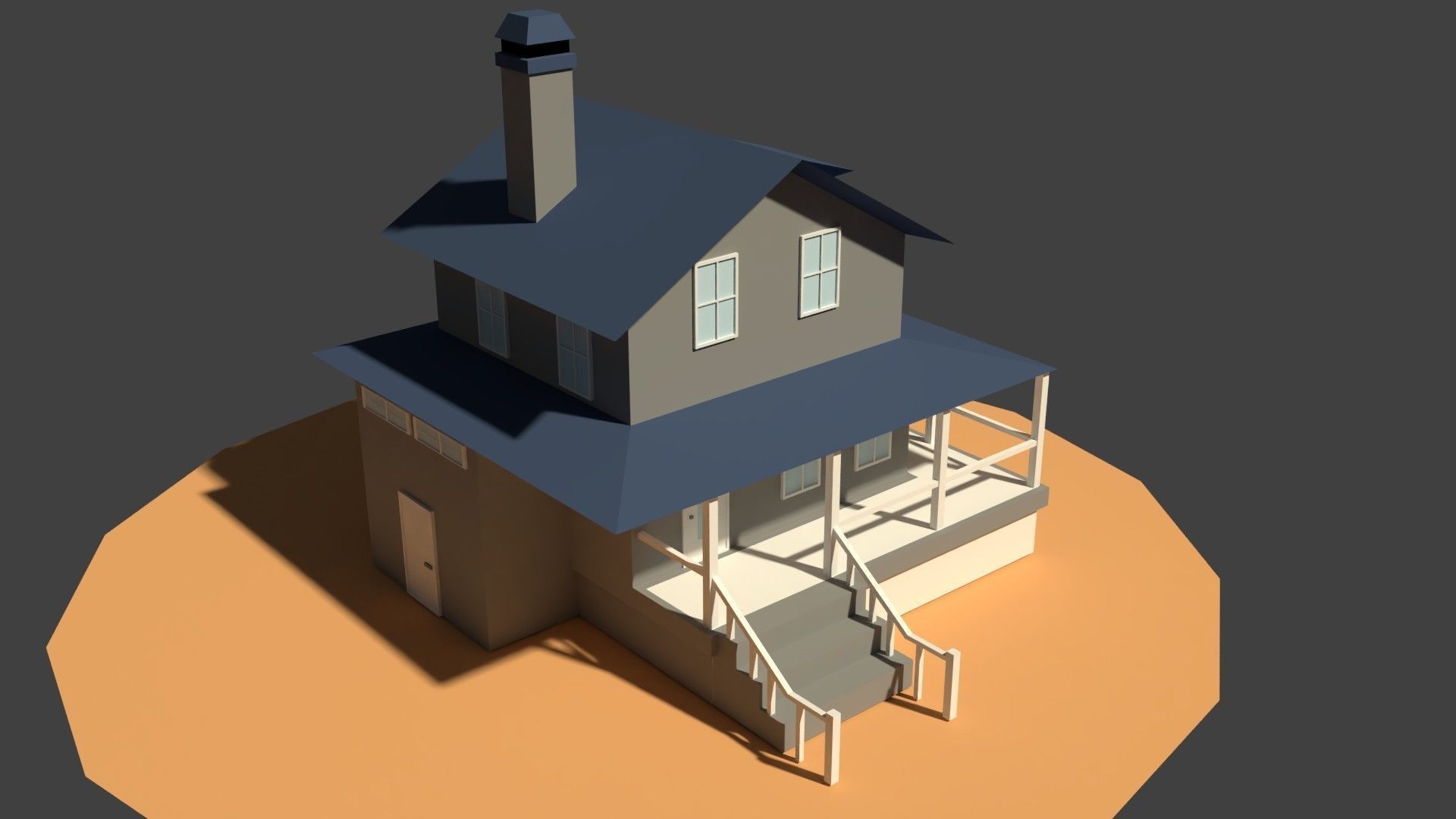 Low Poly Farm House Low-poly 3D model_3