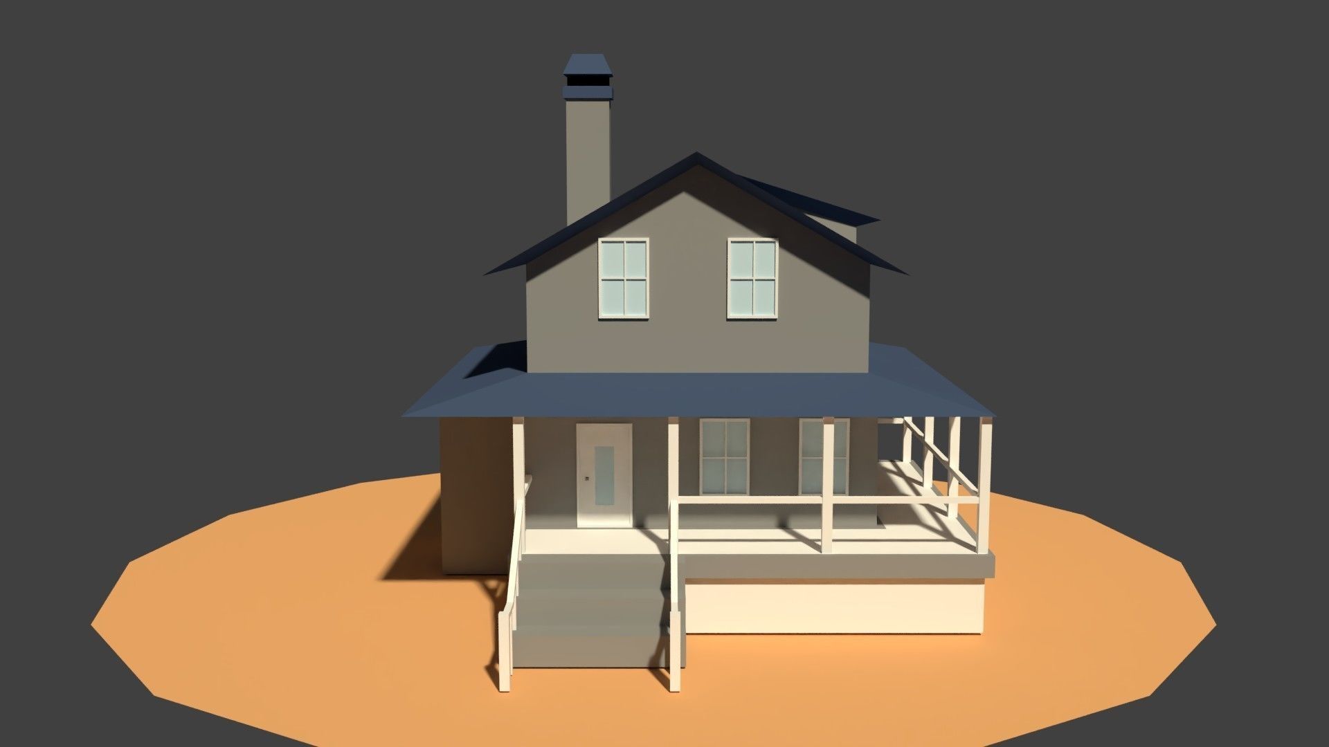 Low Poly Farm House Low-poly 3D model_1