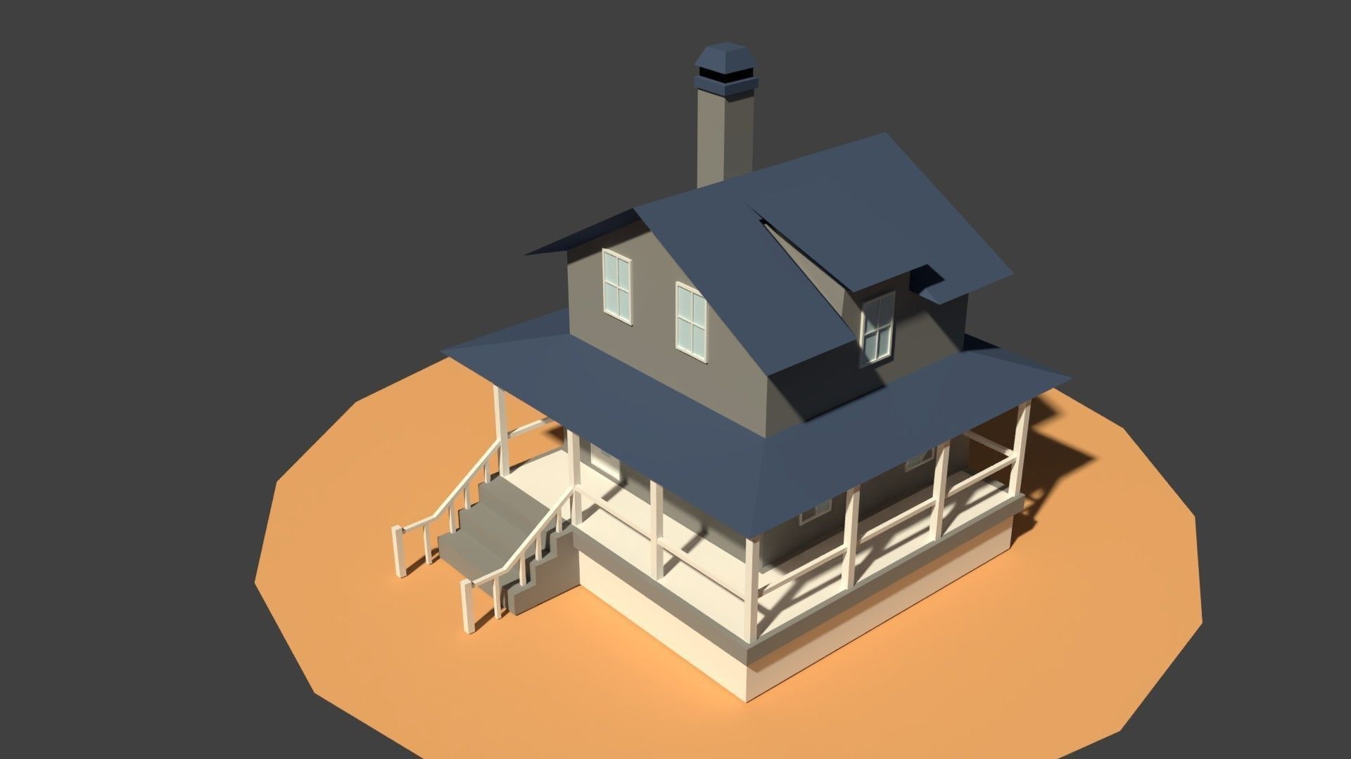 Low Poly Farm House Low-poly 3D model_4