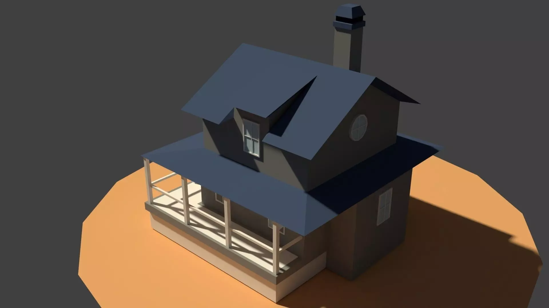 Low Poly Farm House Low-poly 3D model_0