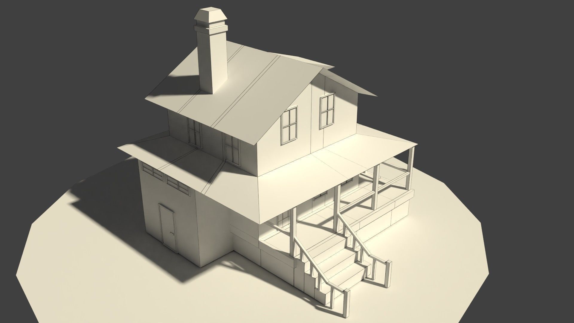 Low Poly Farm House Low-poly 3D model_7