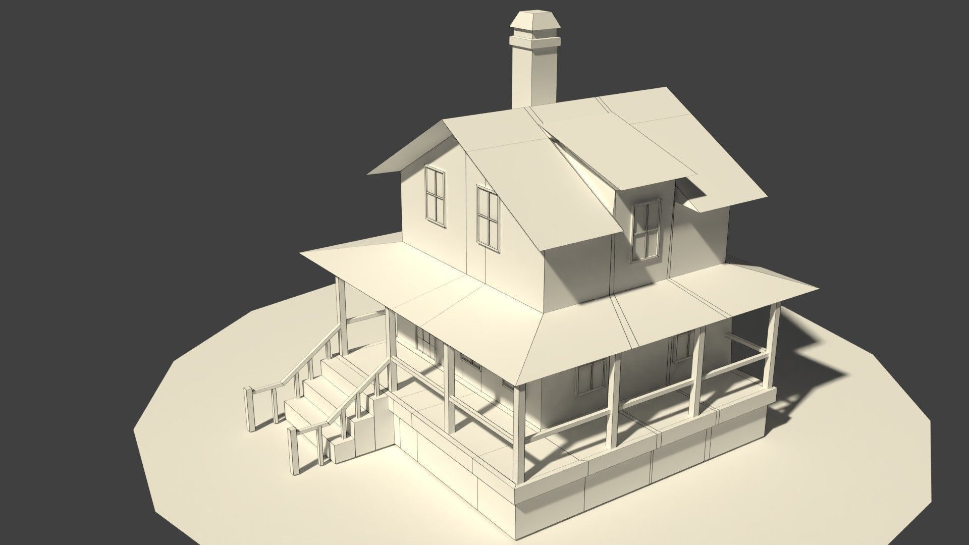 Low Poly Farm House Low-poly 3D model_6