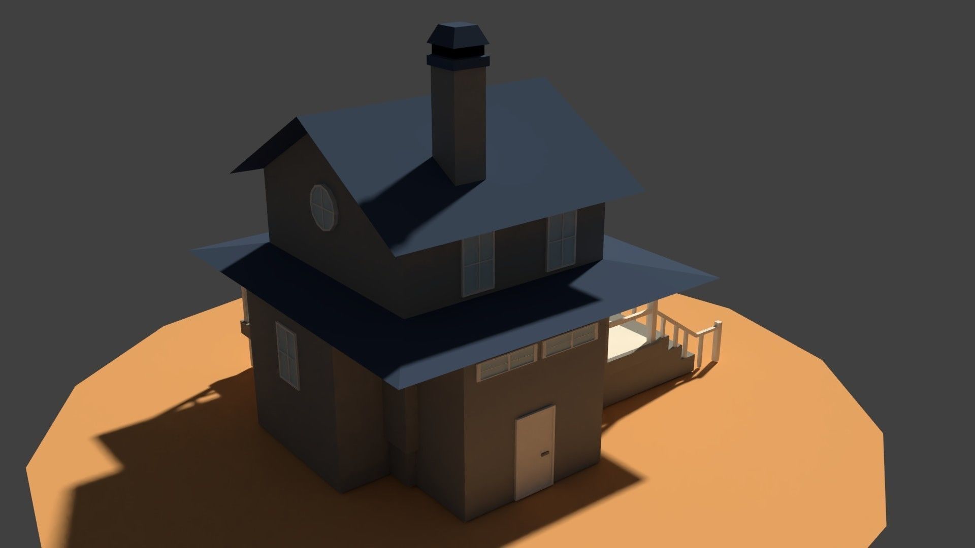 Low Poly Farm House Low-poly 3D model_2