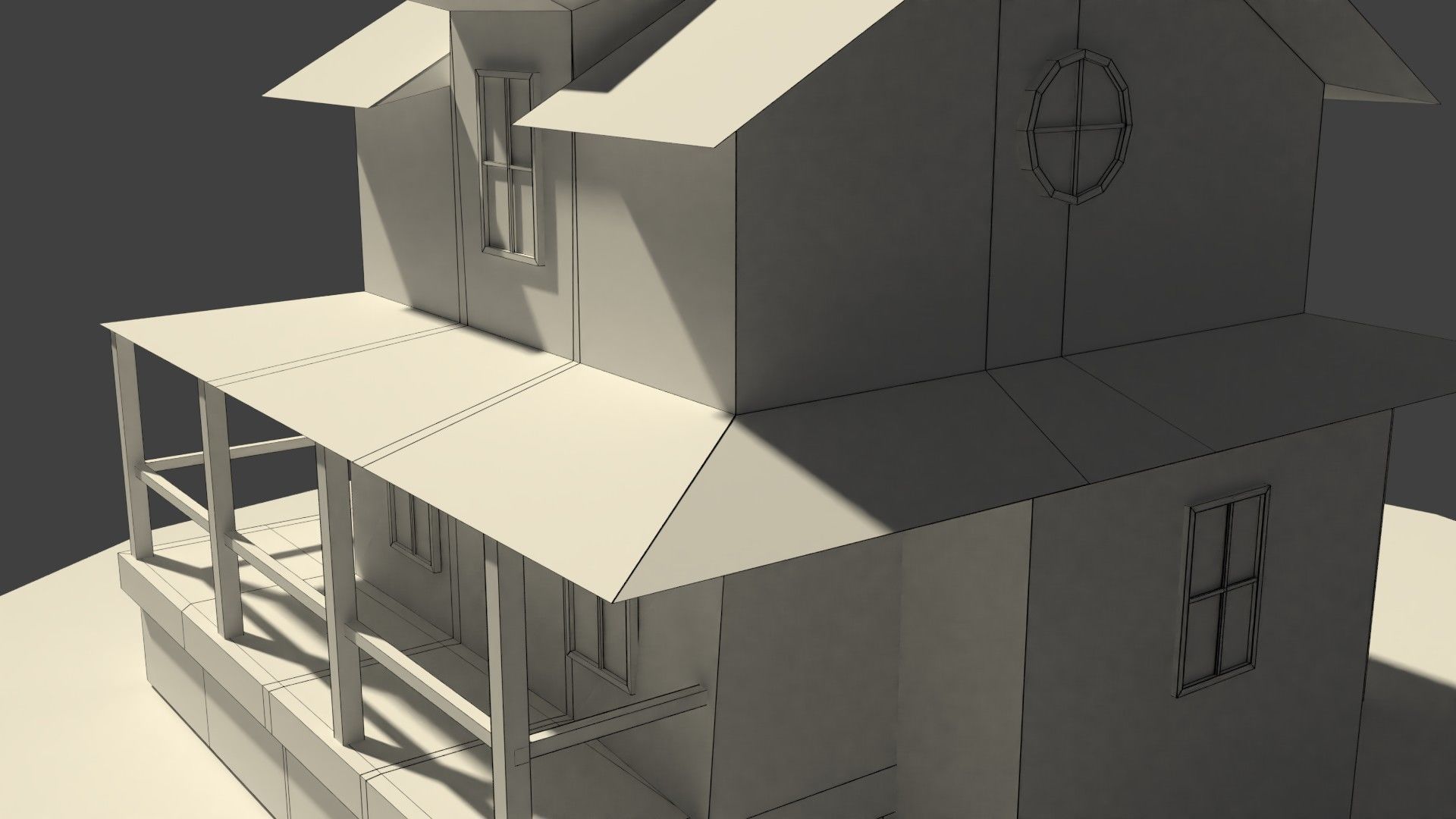 Low Poly Farm House Low-poly 3D model_9