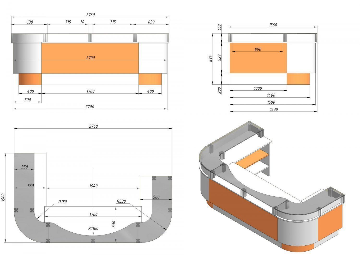 Reception desk Low-poly 3D model_3