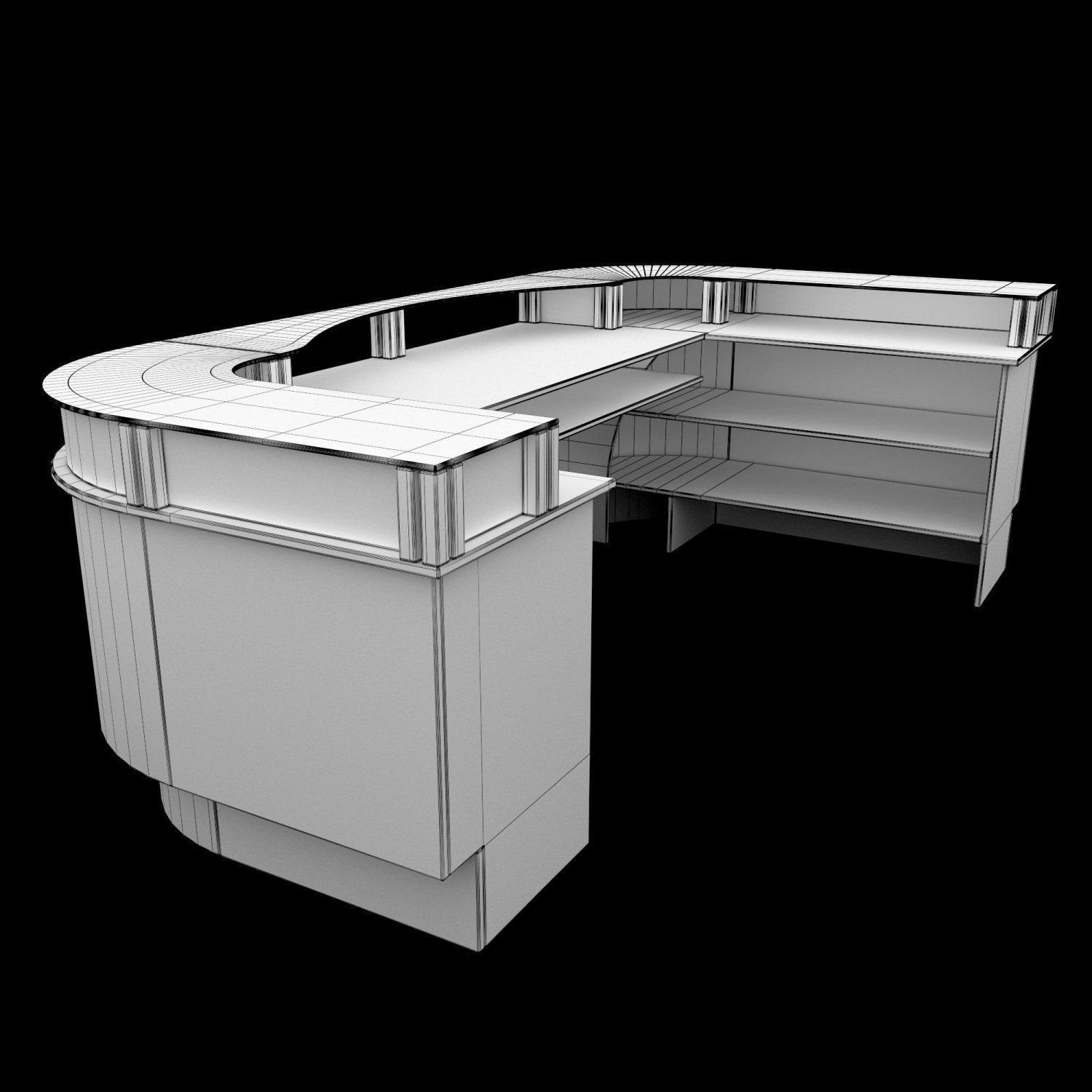 Reception desk Low-poly 3D model_5