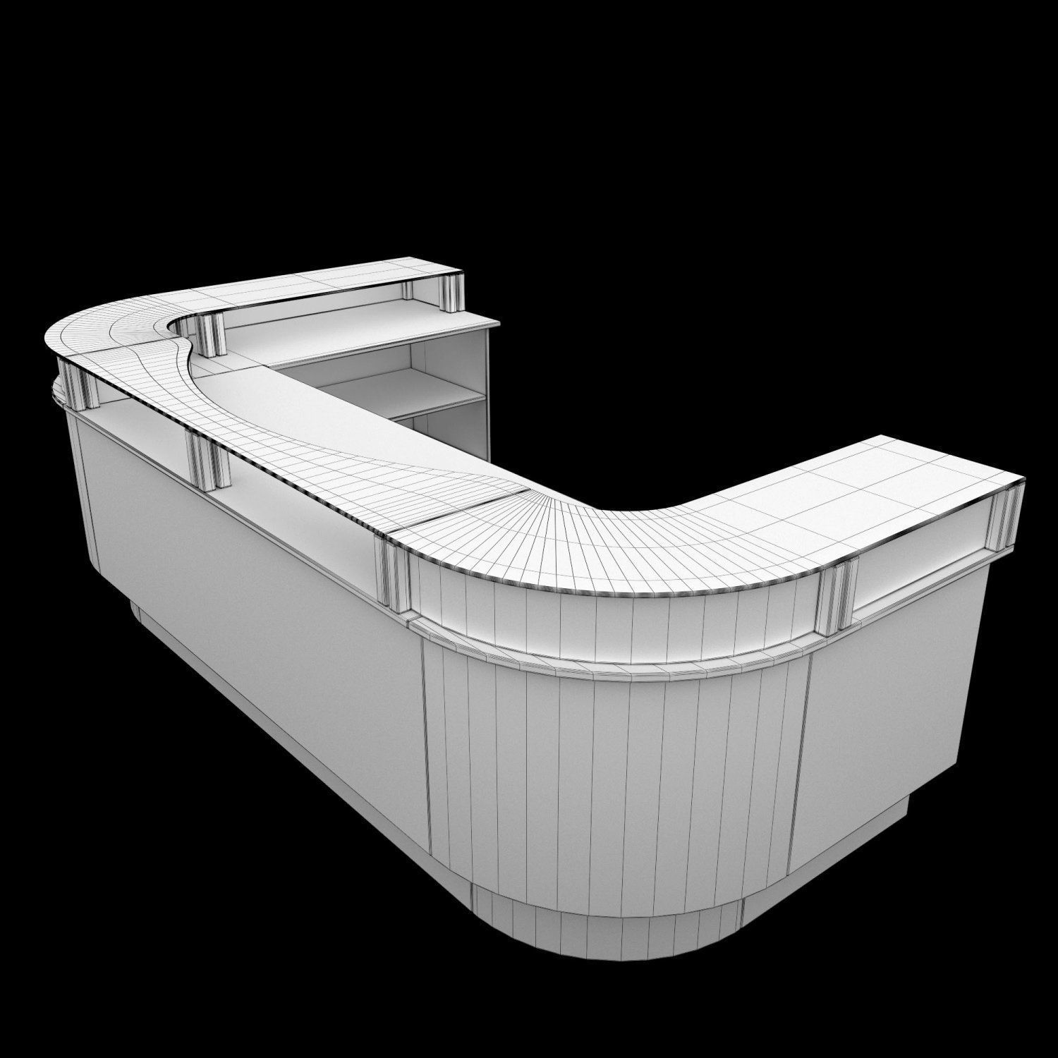 Reception desk Low-poly 3D model_4