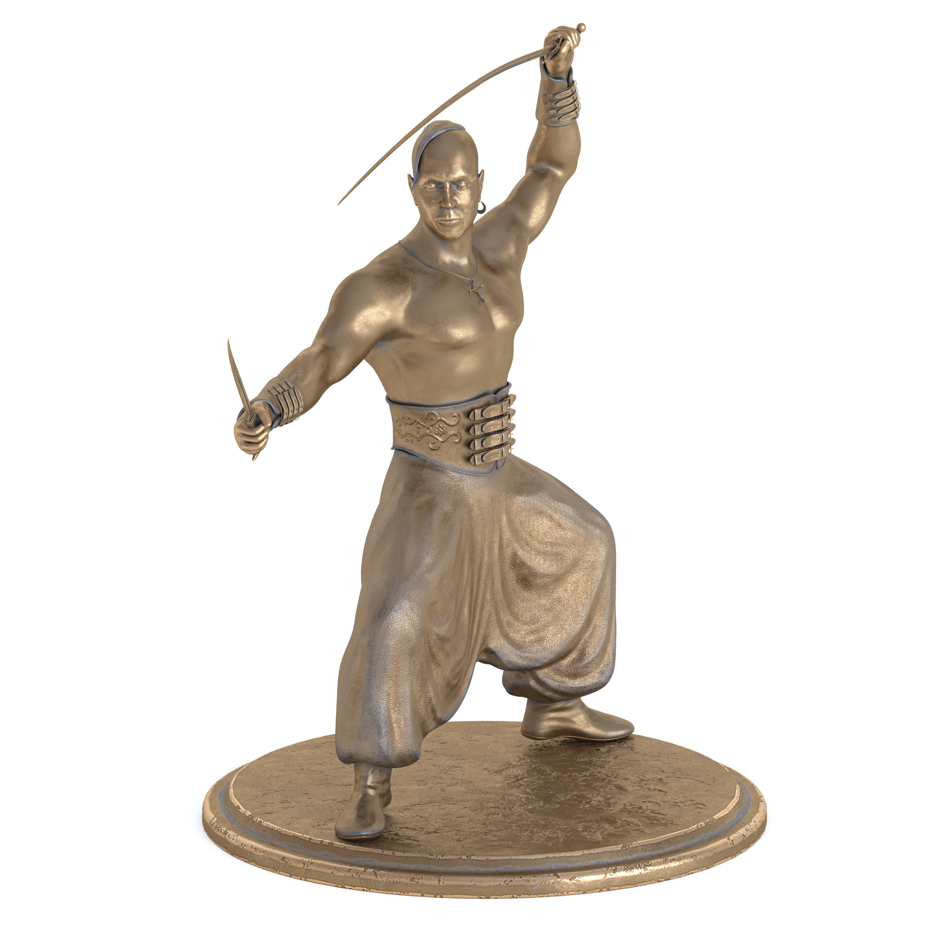 Cossack statue Low-poly 3D model_3