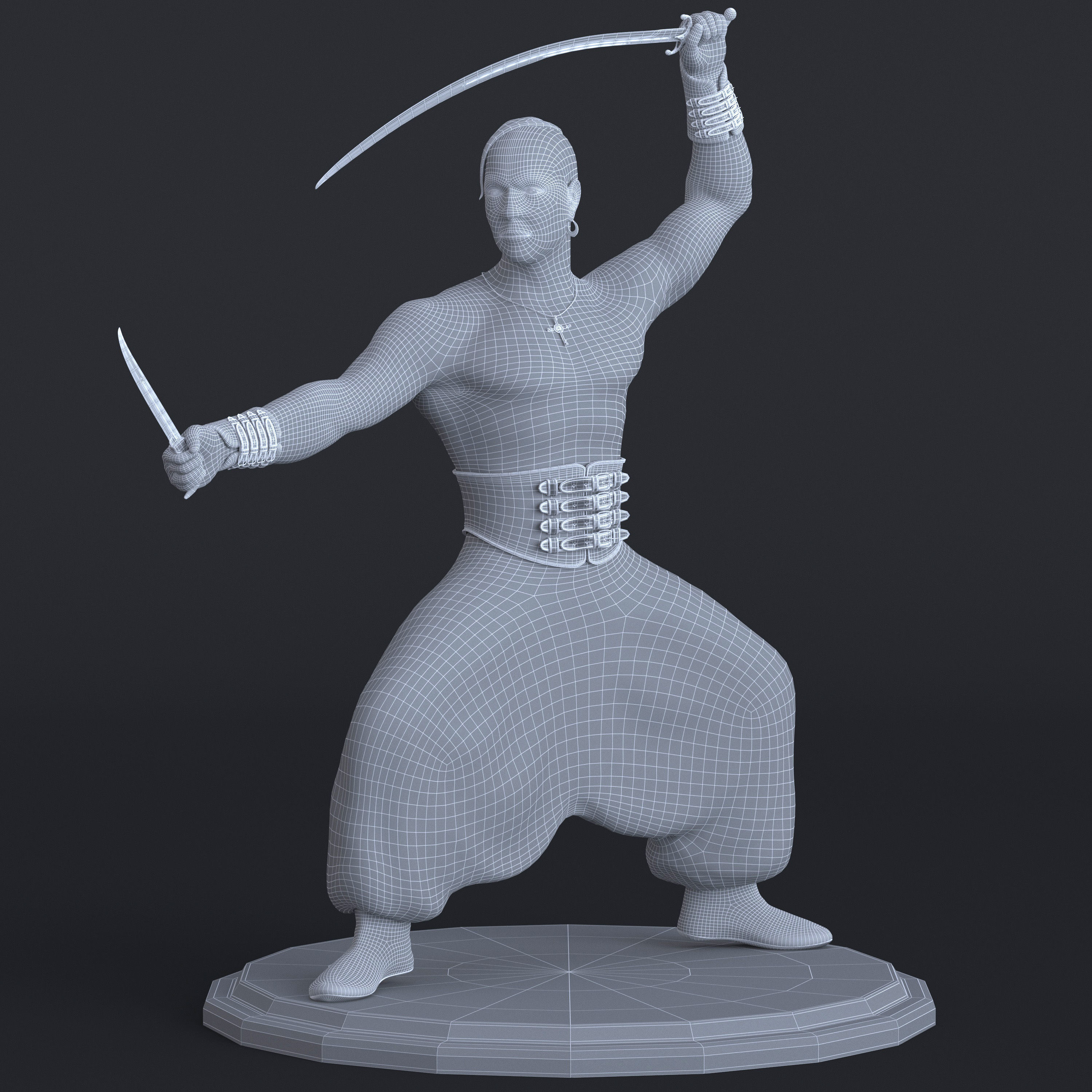 Cossack statue Low-poly 3D model_4