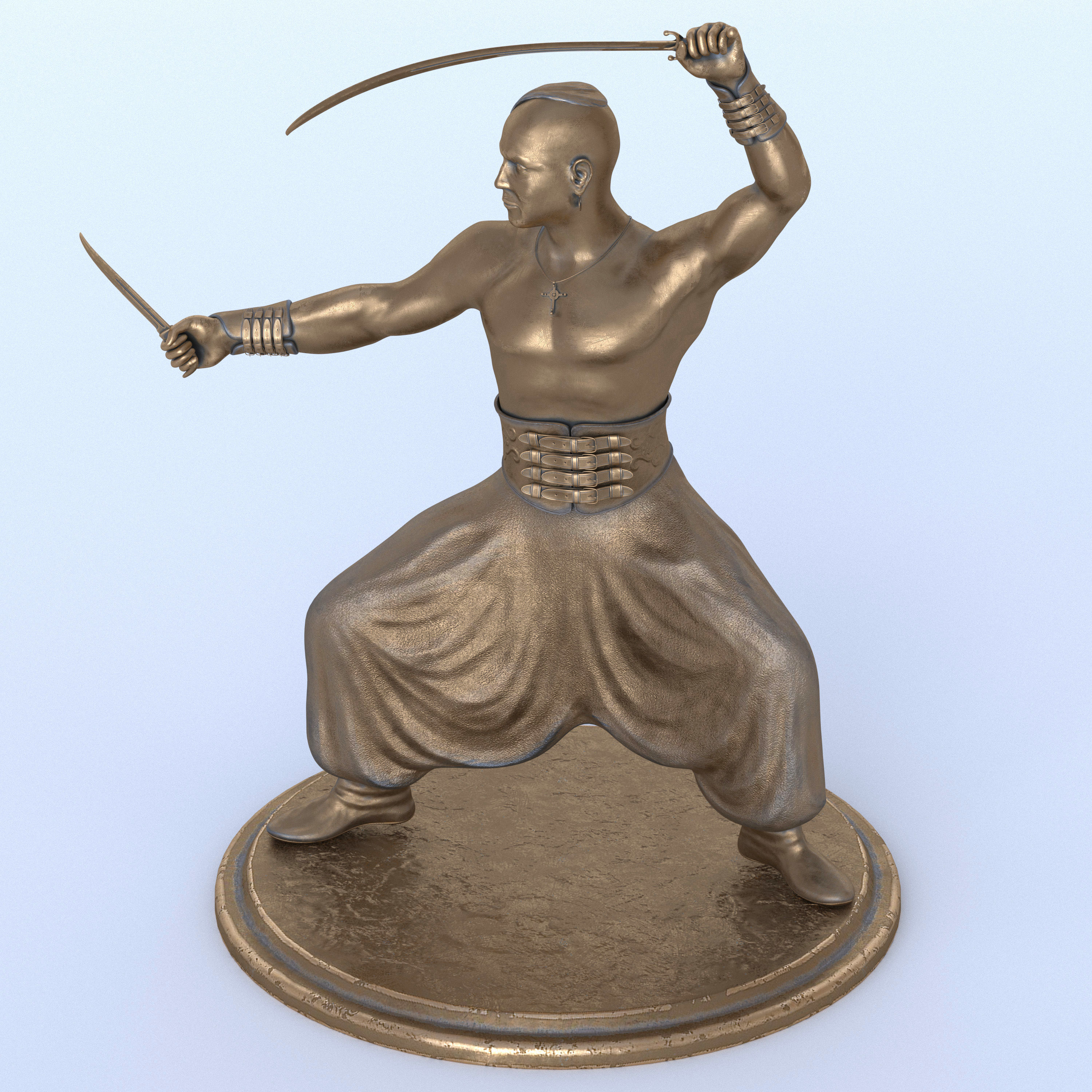 Cossack statue Low-poly 3D model_2