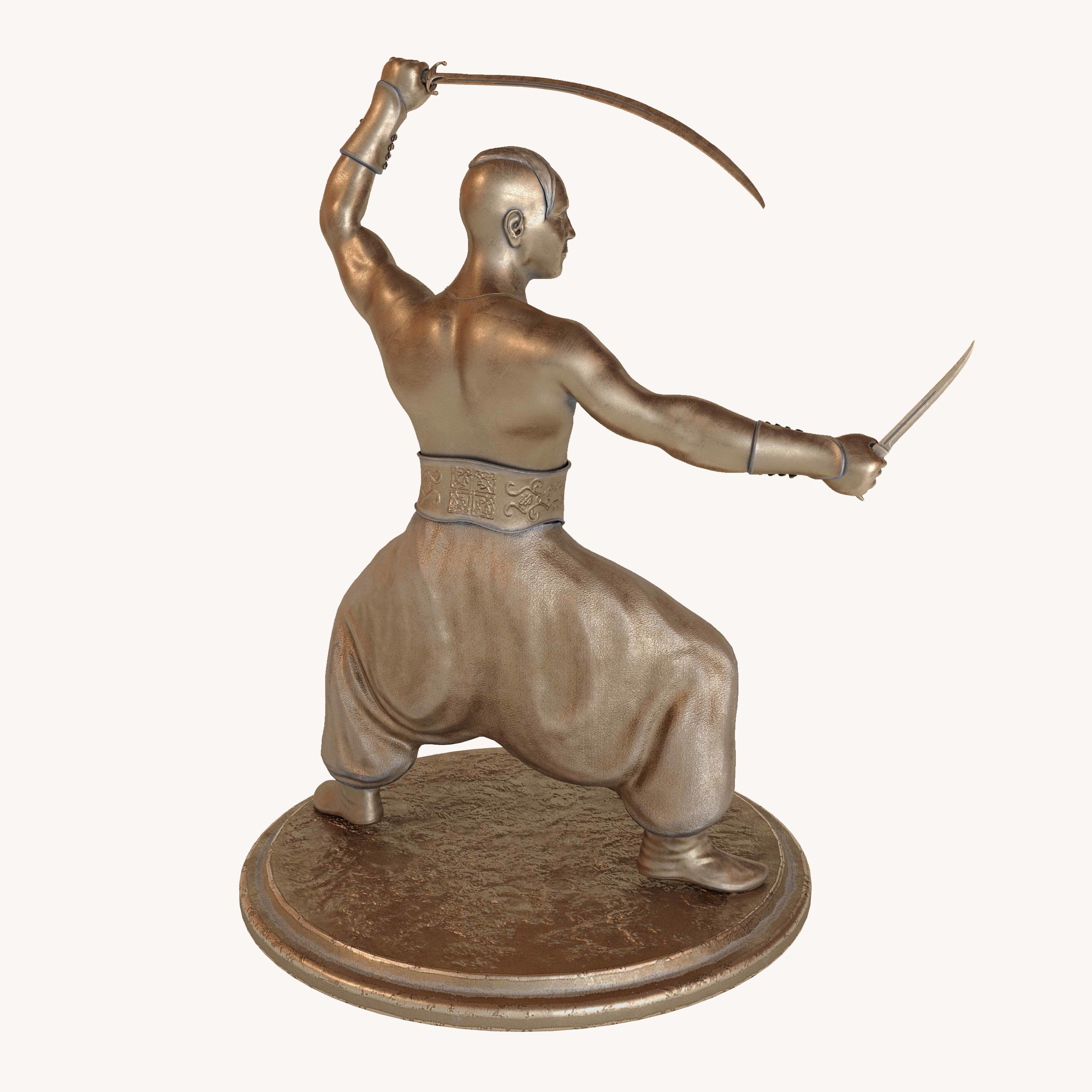Cossack statue Low-poly 3D model_1