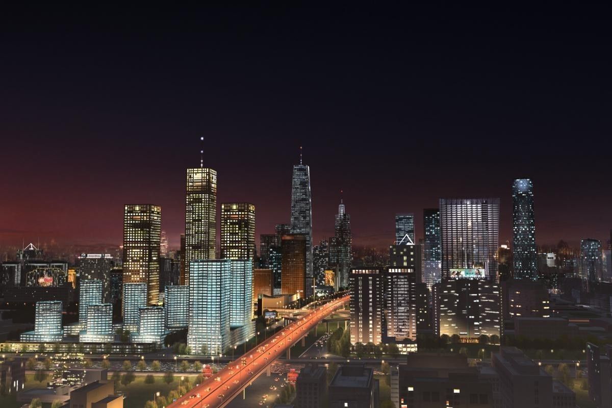 Big City Night Scene 3D model_3