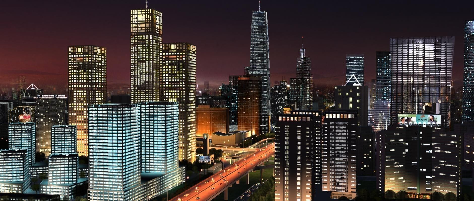 Big City Night Scene 3D model_6