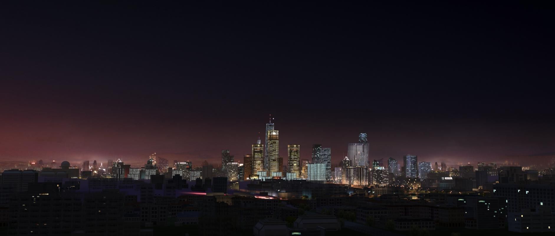 Big City Night Scene 3D model_1