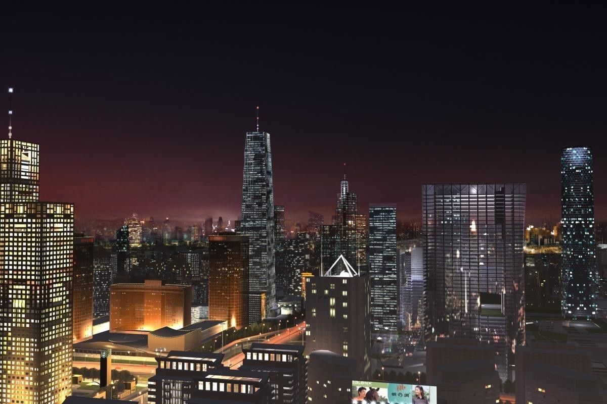 Big City Night Scene 3D model_5