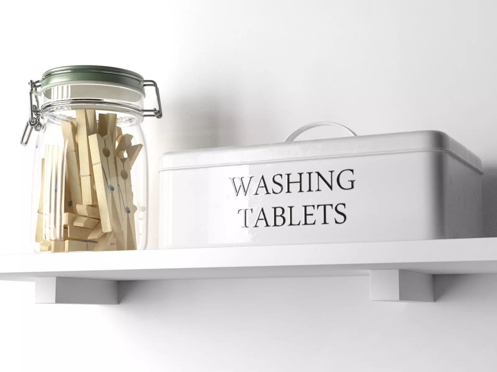 Jar with Clothespins and Container 3D model