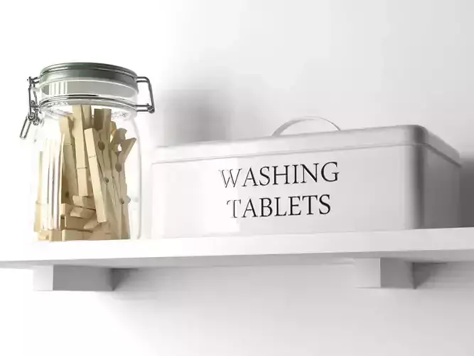 Jar with Clothespins and Container 