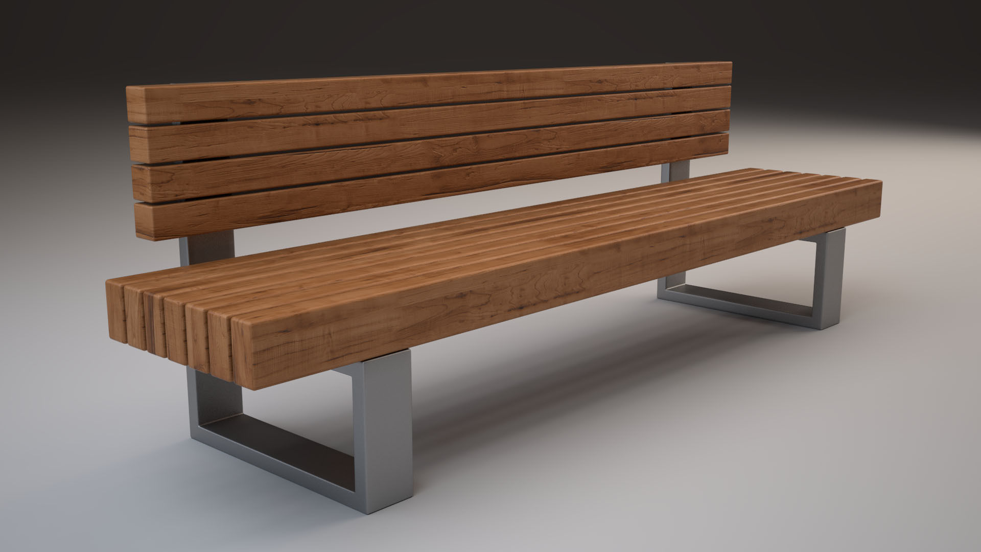 Bench wooden 3D model_1