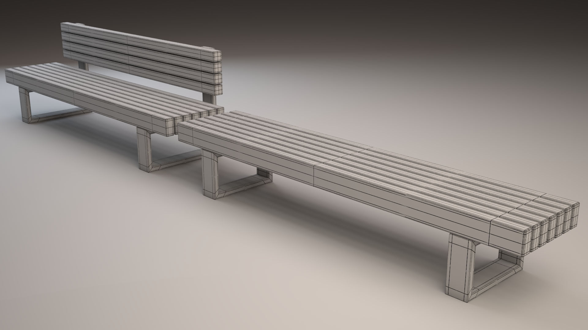 Bench wooden 3D model_4