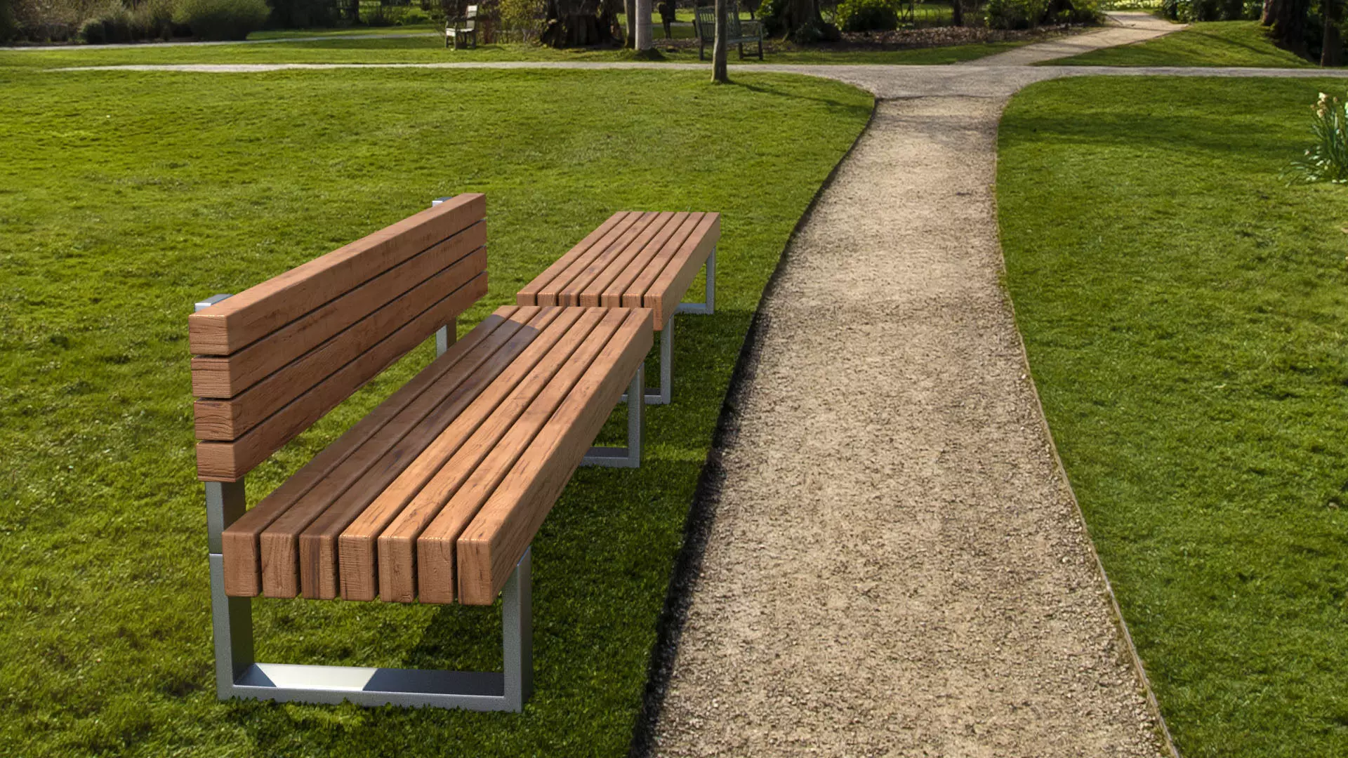 Bench wooden 3D model_0