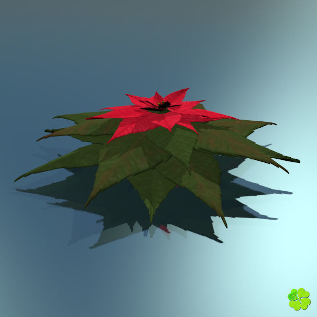 Poinsettia low poly Low-poly 3D model_10