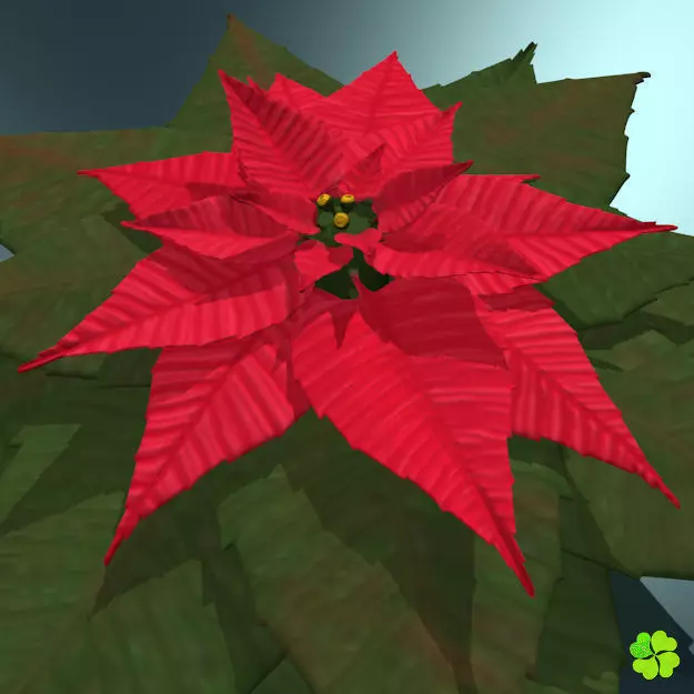 Poinsettia low poly Low-poly 3D model_0