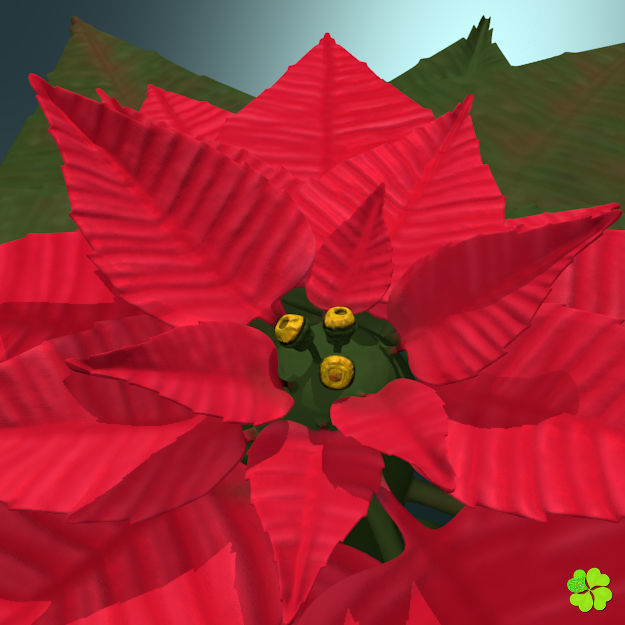Poinsettia low poly Low-poly 3D model_2