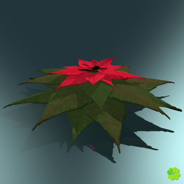Poinsettia low poly Low-poly 3D model_6