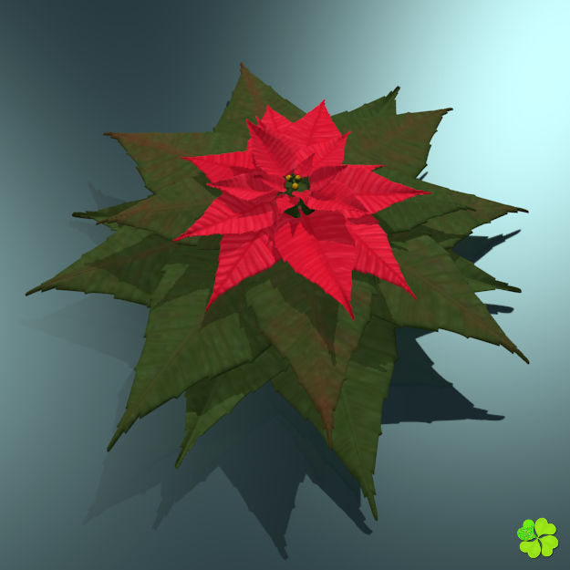 Poinsettia low poly Low-poly 3D model_1