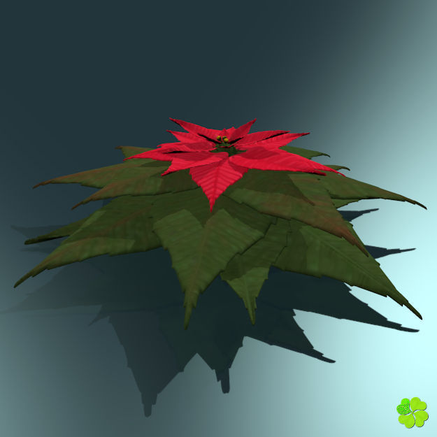Poinsettia low poly Low-poly 3D model_3