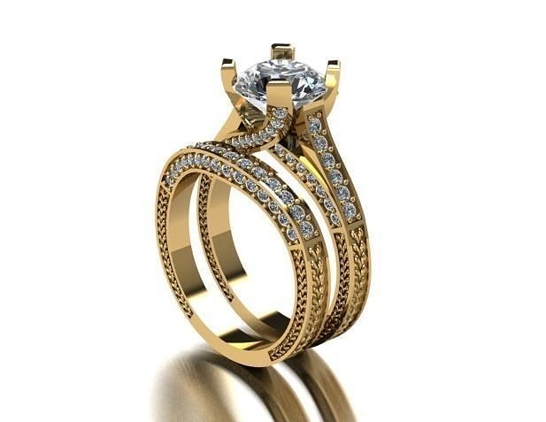 Wedding and engagement rings 3D print model
