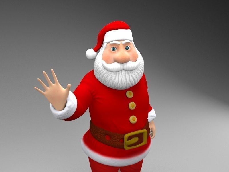 Cartoon santa claus Low-poly 3D model_5