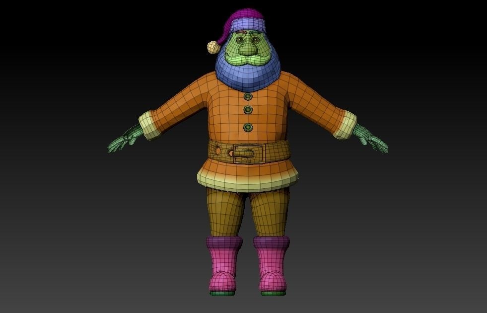Cartoon santa claus Low-poly 3D model_7