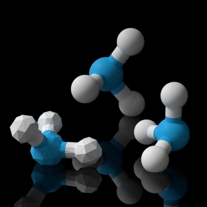Ammonia molecule Low-poly 3D model_3