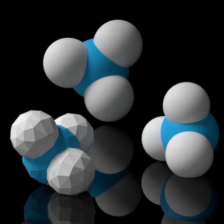 Ammonia molecule Low-poly 3D model_2
