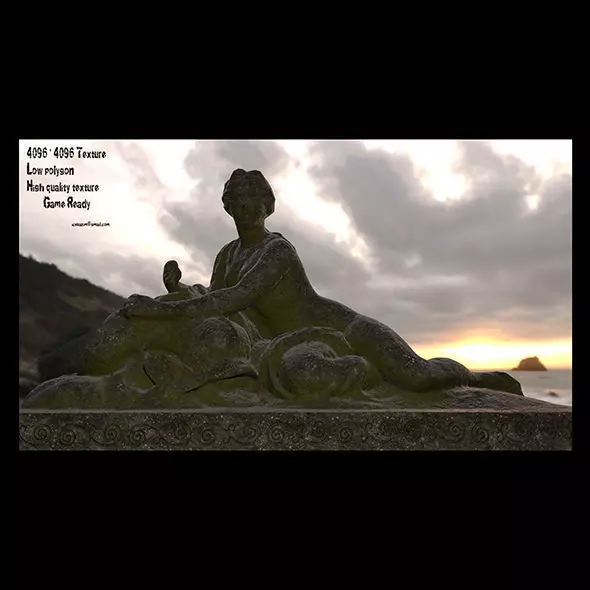 woman statue 2 Low-poly 3D model_0