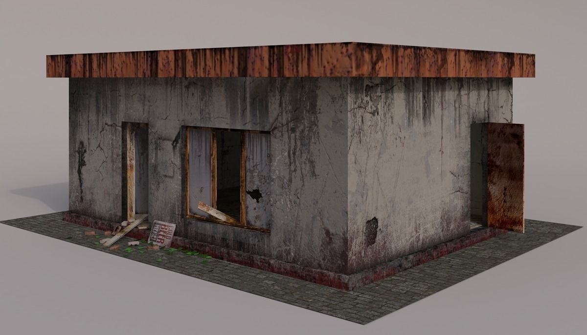 Beer bar in the apocalyptic world Low-poly 3D model_2